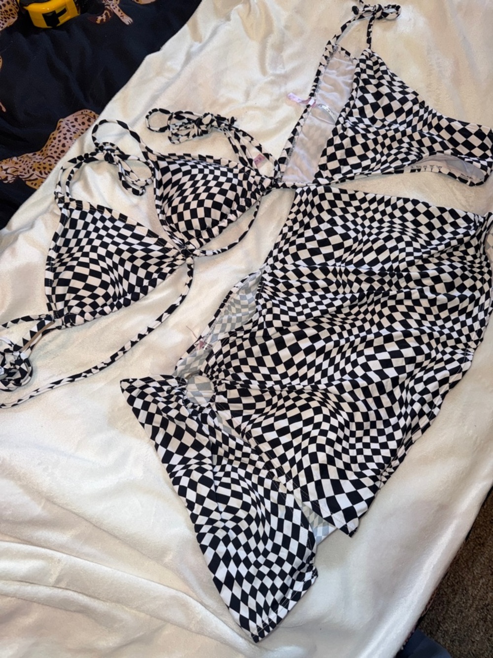 Black & White Checkerboard Bikini Set Medium-Large